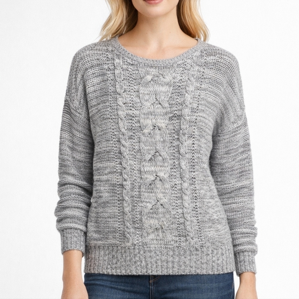 St. John's Bay Heather Gray Cable Knit Sweater